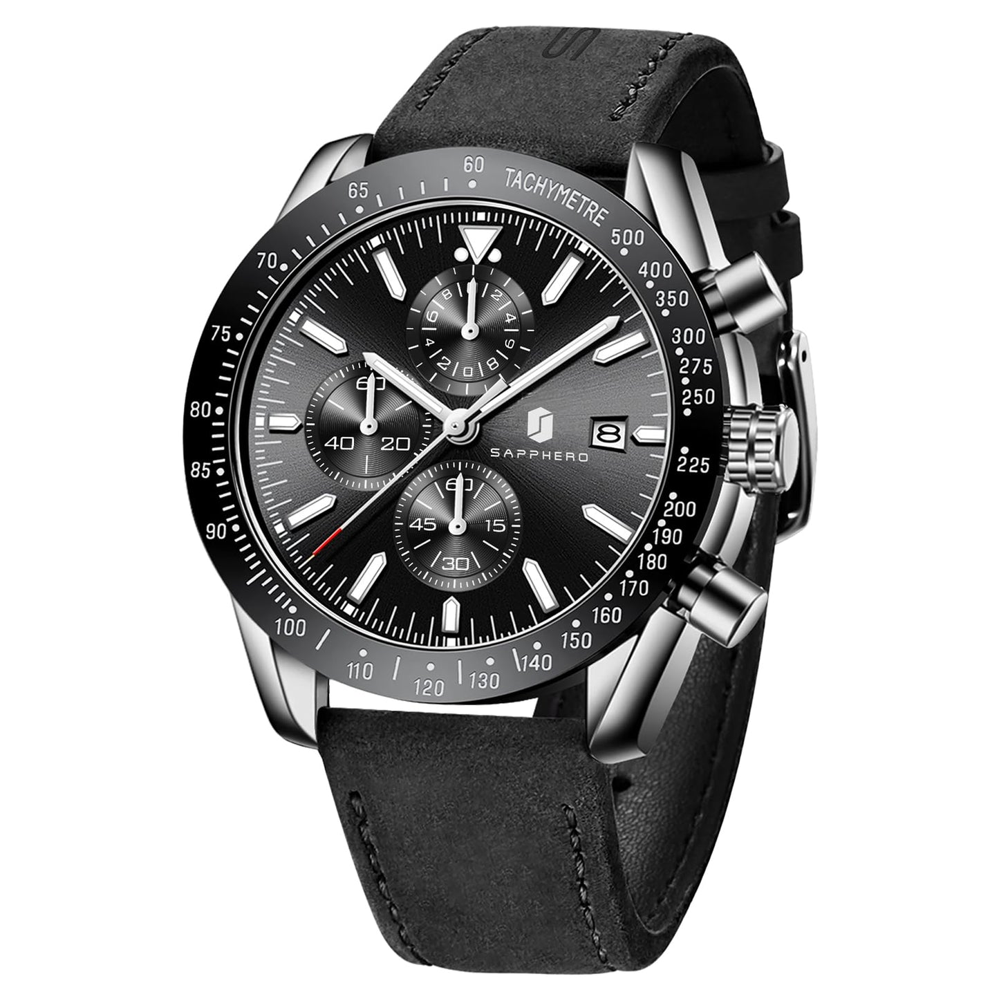 HOTBENYAR Mens Watches Quartz Movement Chronograph Leather Strap Fashion Business Sport Design 30M Waterproof Scratch Resistant Elegant Gifts for Men