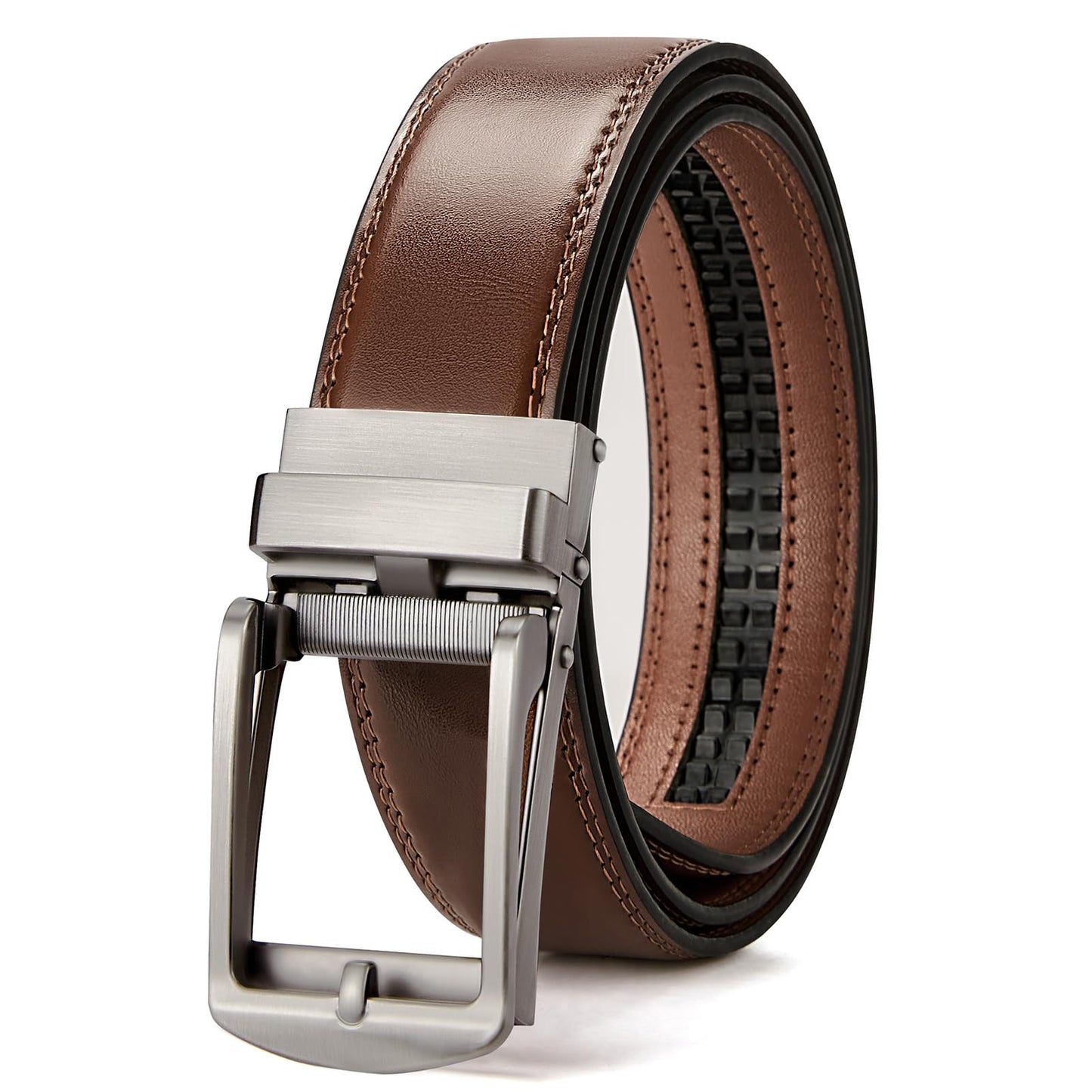 HOTBOSTANTEN Mens Belt Leather Ratchet 1 3/8'' Belt For Men Gift Dress and Casual with Adjustable Buckle, Trim to Fit