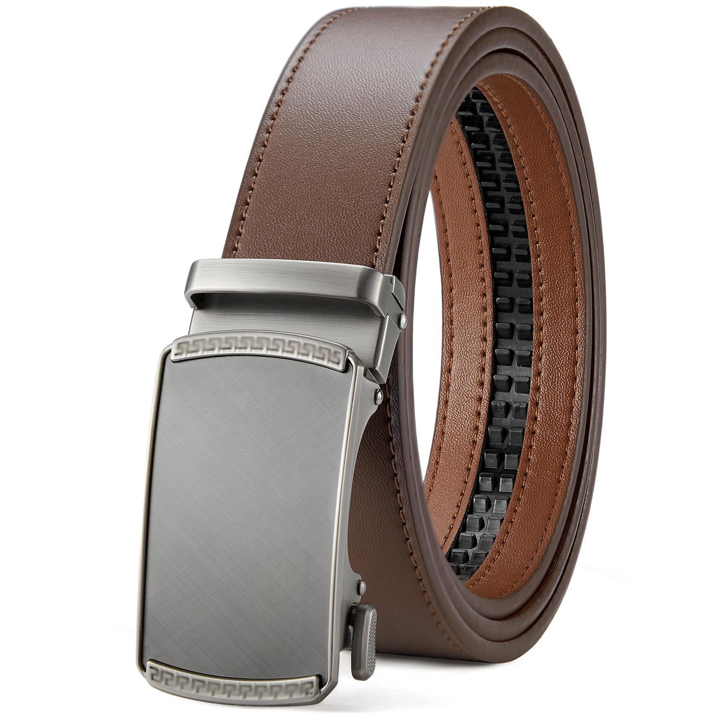 HOTBOSTANTEN Mens Belt Leather Ratchet Belt For Men Dress and Casual with Adjustable Buckle, Trim to Fit