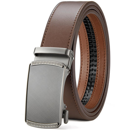 HOTBOSTANTEN Mens Belt Leather Ratchet Belt For Men Dress and Casual with Adjustable Buckle, Trim to Fit