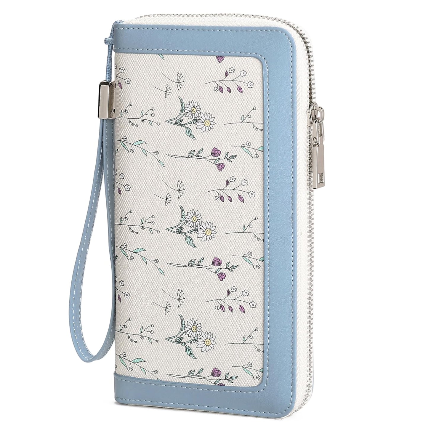 HOTGAEKEAO Wristlet Wallets for Women RFID Blocking Large Capacity Clutch Wallet Vegan Leather Zip Around Ladies Long Purse