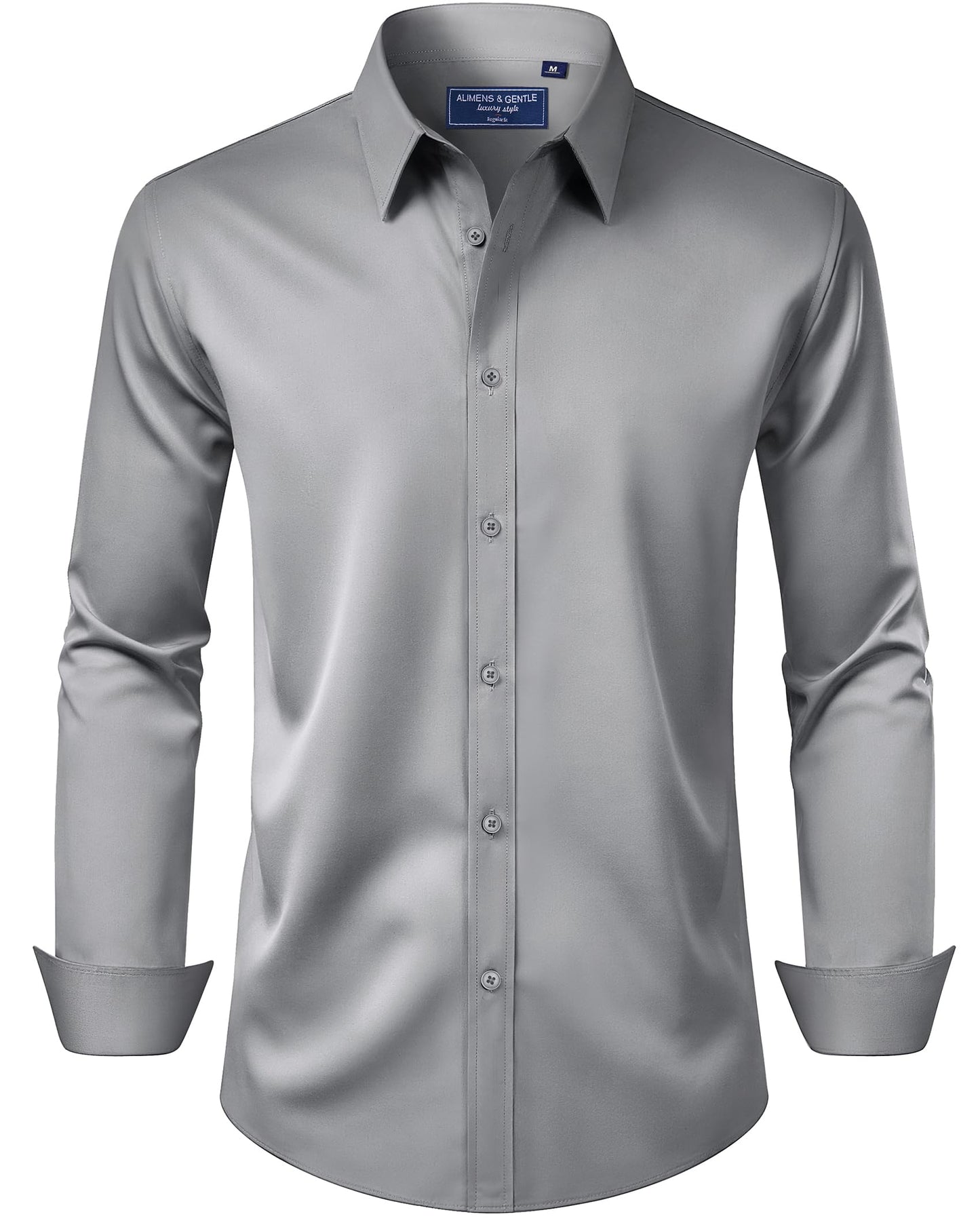 HOTAlimens & Gentle Men's Dress Shirt Regular Fit Stretch Stain Shield Long Sleeve Solid Business Wedding Button Down Shirts