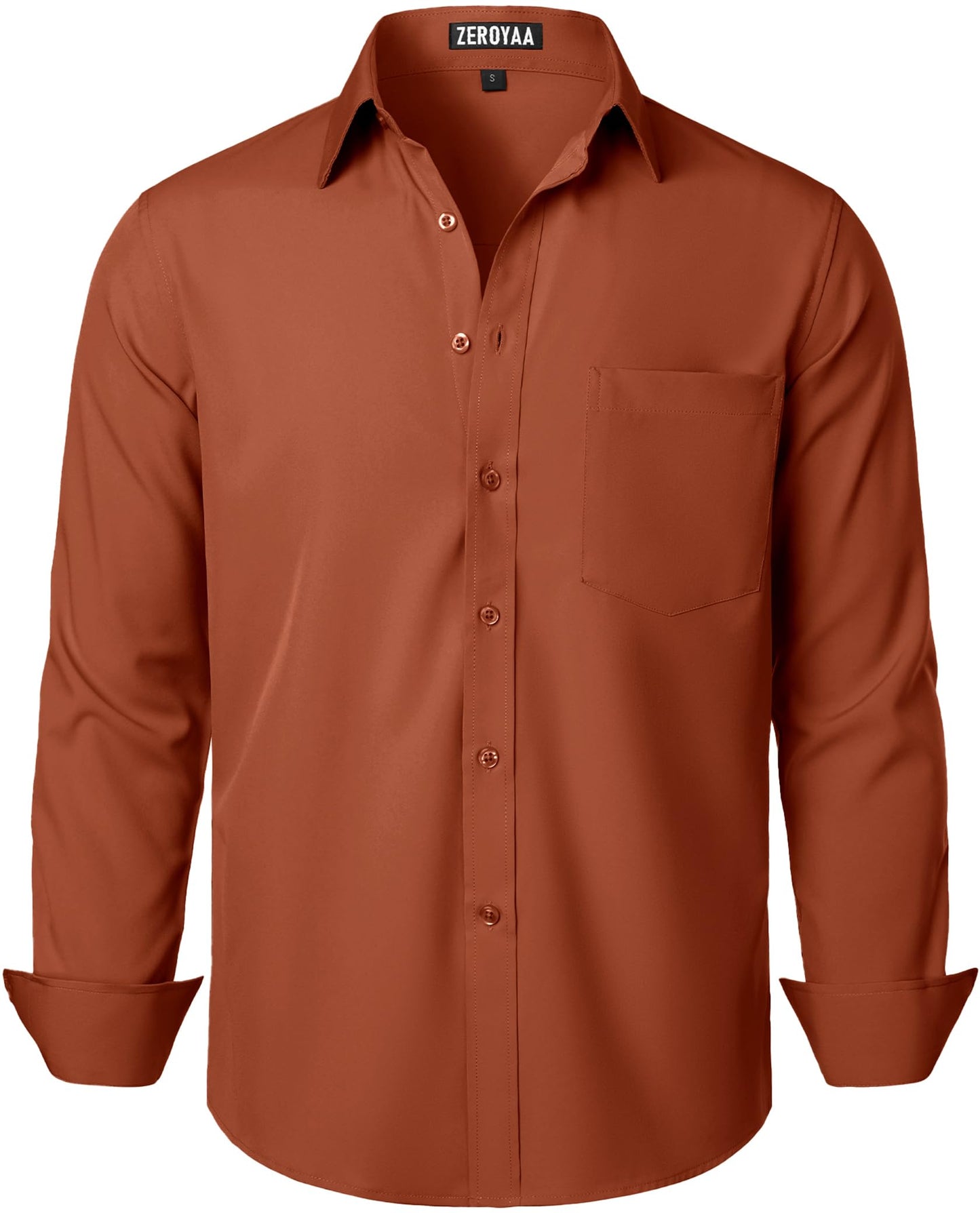 HOTZEROYAA Men's Regular Fit Dress Shirt Solid Wrinkle-Free Long Sleeve Casual Business Button Up Shirts with Pocket