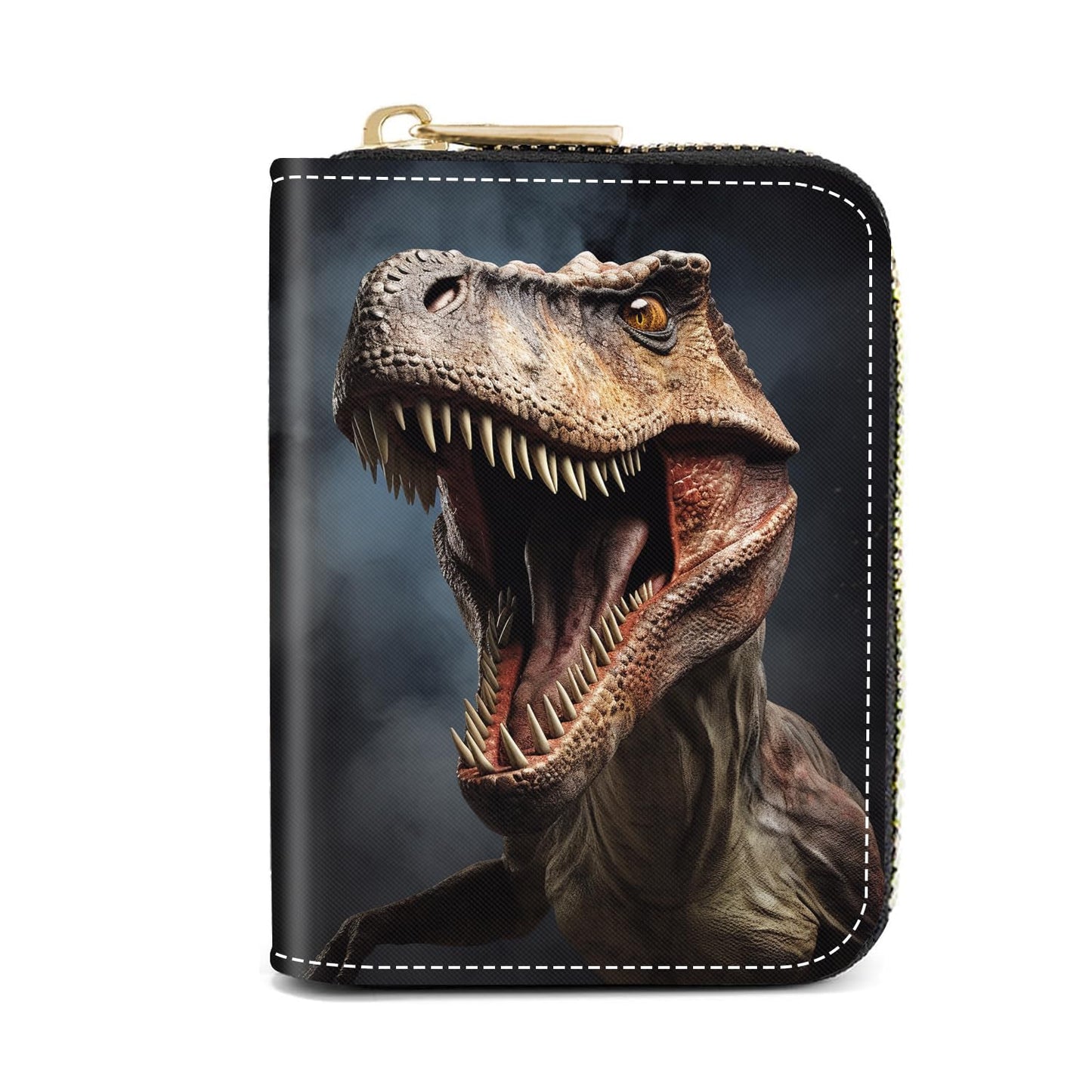 HOTCredit Card Holder Wallets for Women, Slim Leather Card Holder Wallet, Credit Card Wallet Organizer, Pocket Business Card Case with Zipper, Elephants and Flowers Under the Moon