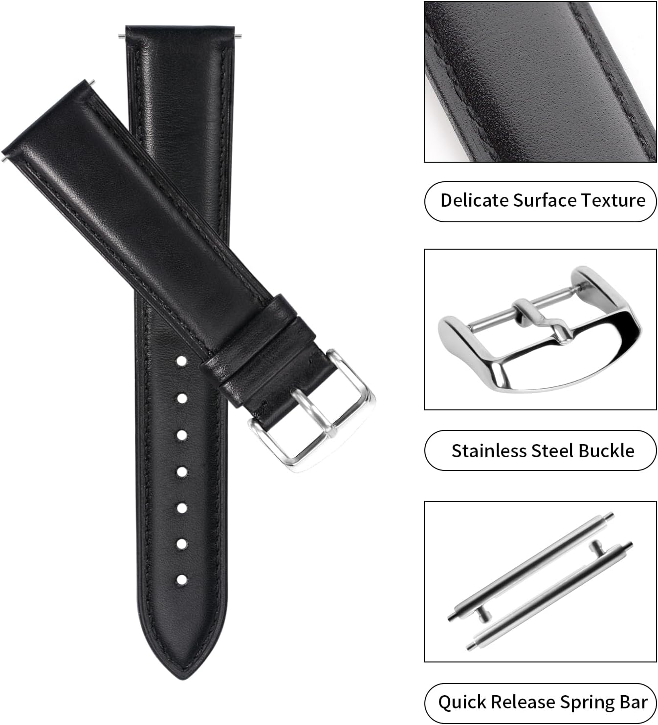 HOTTStrap Leather Watch Bands for Moonswatch - Watch Strap Compatible with Omega x Swatch Moonwatch - 20mm Quick Release Watch Band Replacement for Moonswatch Speedmaster