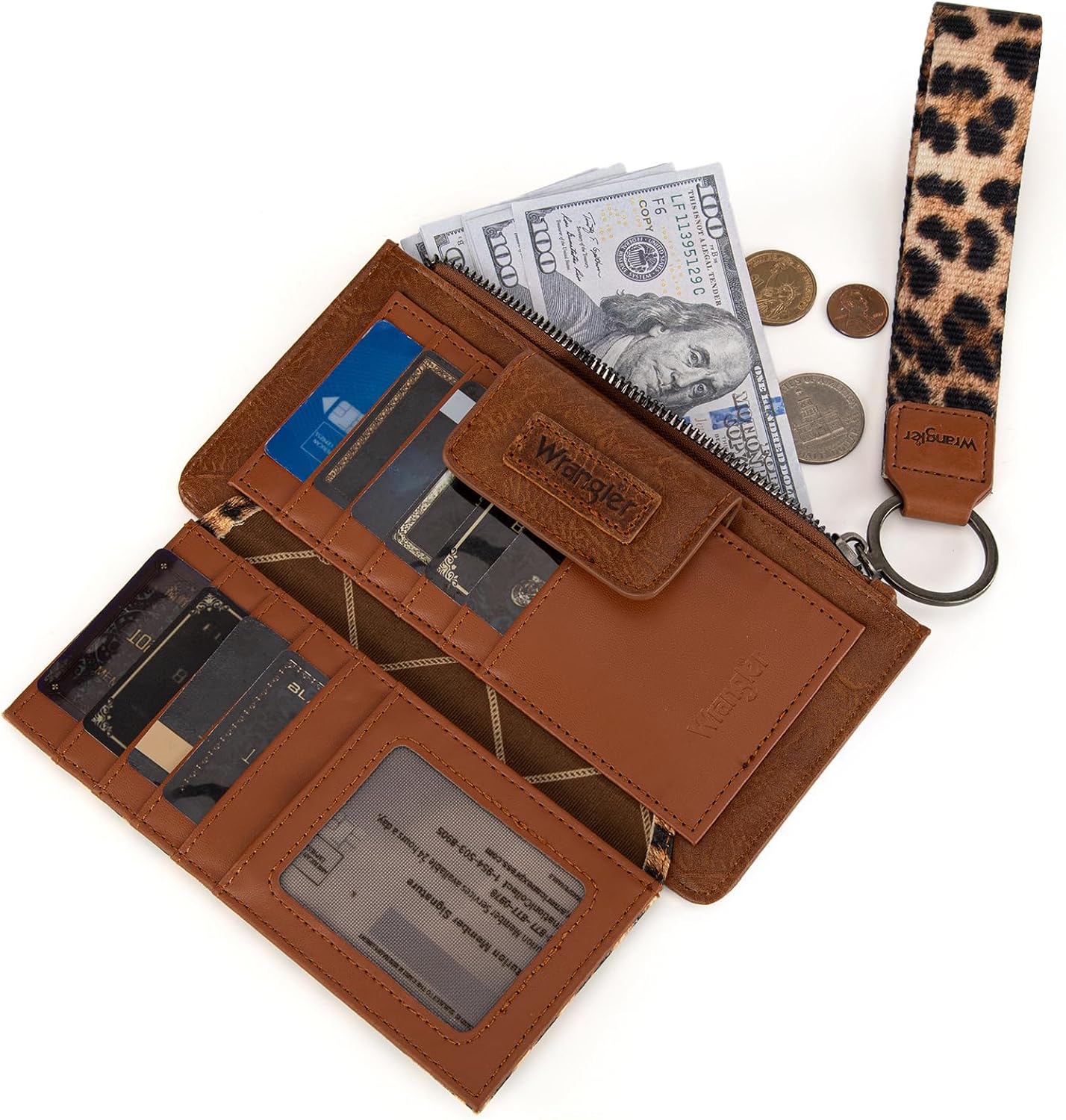 HOTMontana West X Wrangler Brown Wristlet Wallet Minimalist Clutch Womens Wallet Rfid Card Cases & Money Organizers with Coin Purse and Smooth Zipper