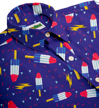HOTTipsy Elves Patriotic Shirts for Men - USA Short Sleeve Button Up American Flag Shirts for Men for 4th of July