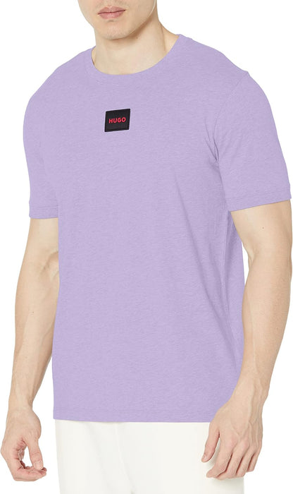 HOTHugo Mens Ribbed Crew Neck Regular Fit Center Logo T-Shirt