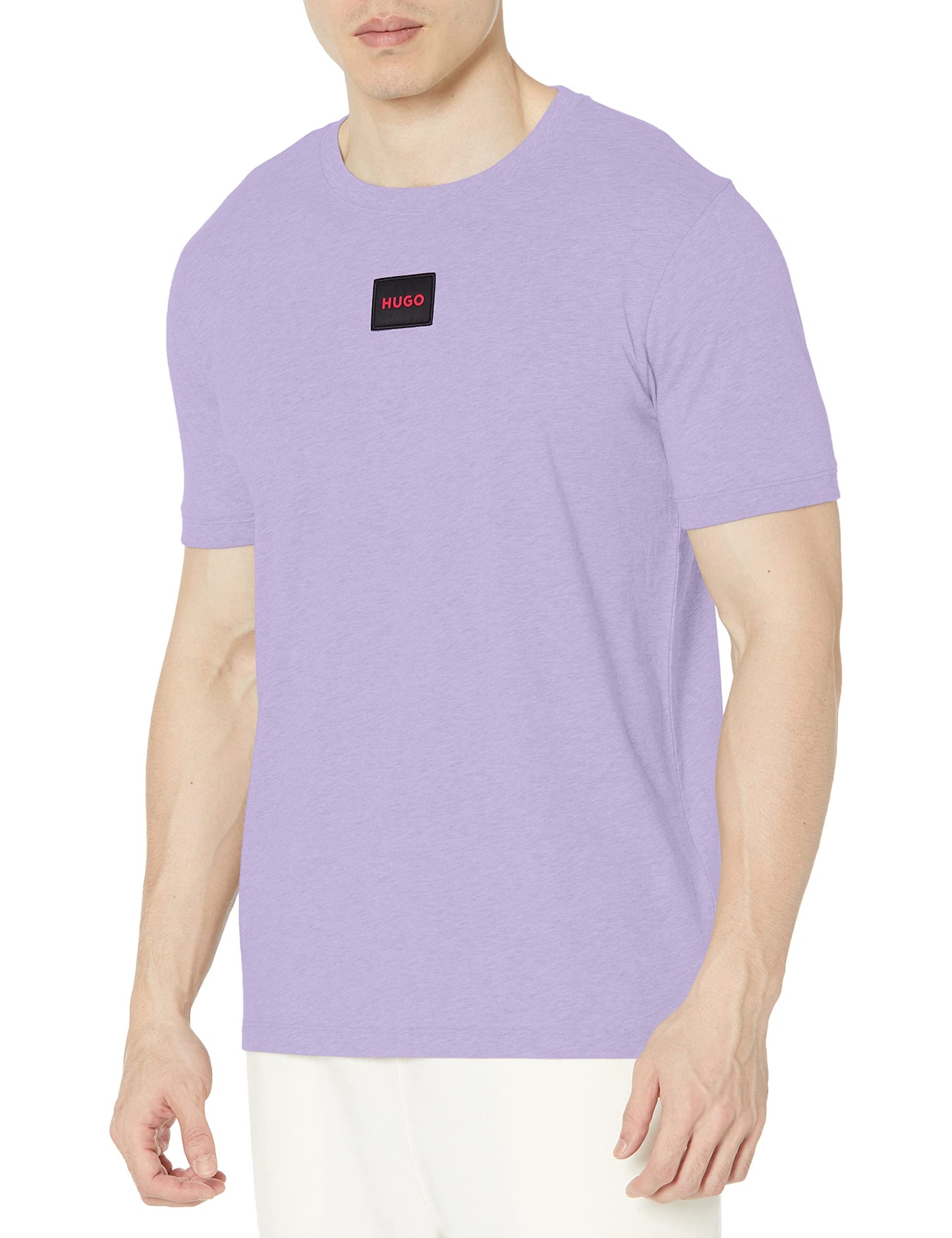 HOTHugo Mens Ribbed Crew Neck Regular Fit Center Logo T-Shirt