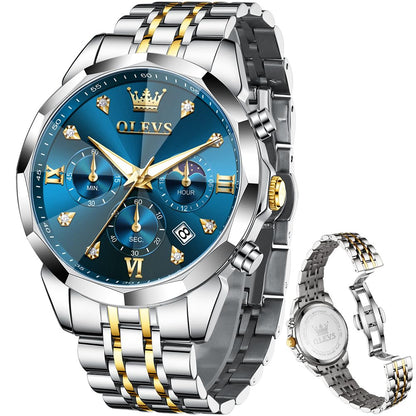 HOTOLEVS Watches for Men Luxury Diamond Casual Large Dial Watches Stainless Steel Waterproof Business Dress Analog Luminous Date Mens Watches