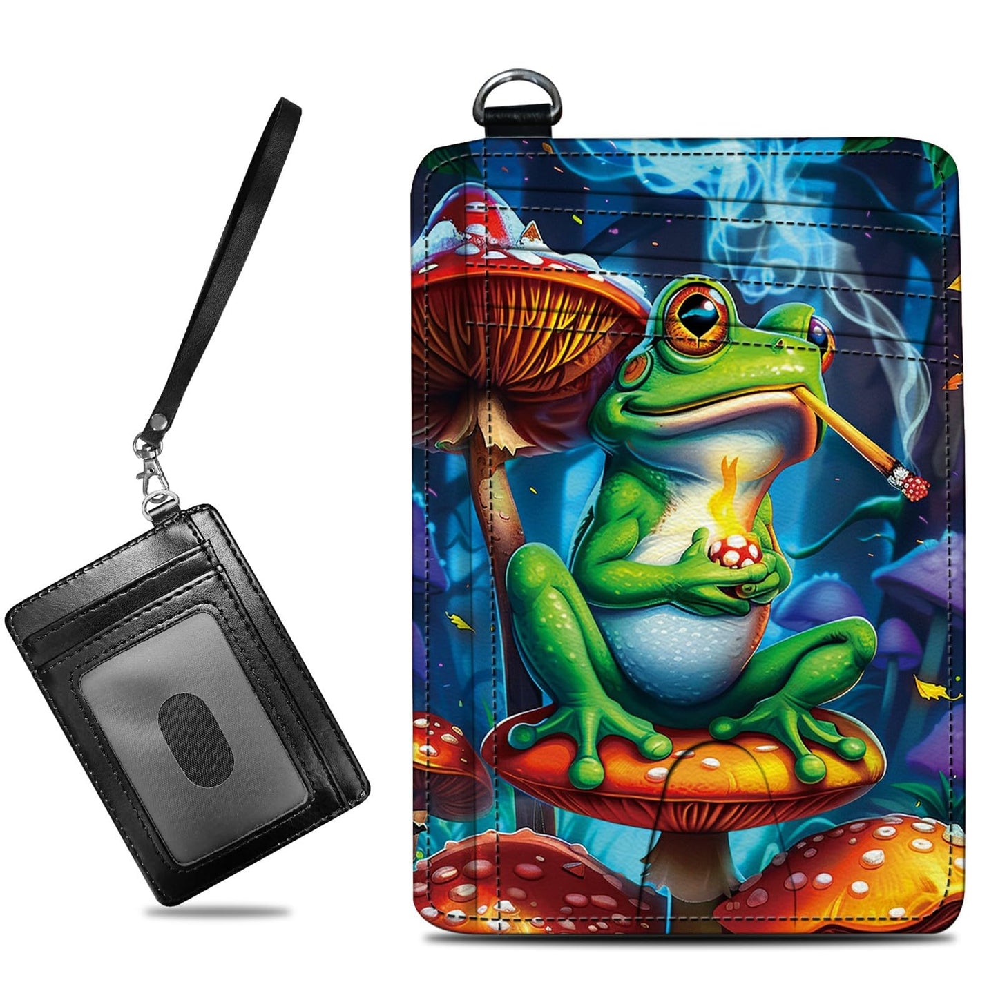 HOTCute Credit Card Holder with Zipper, Crow Skull RFID-Blocking Card Case Small Wallet for Women Men, Multi-slot Card Organizer Case Travel Accordion Wallet