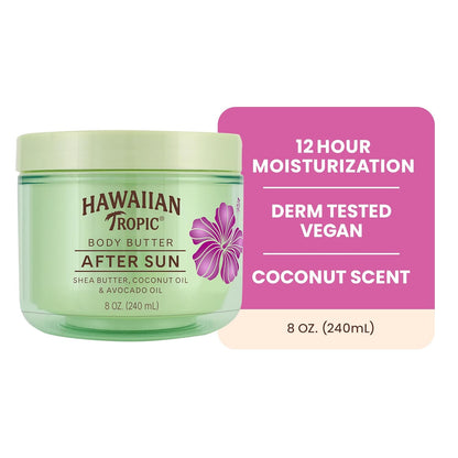 HOTHawaiian Tropic After Sun Body Butter with Coconut Oil, 8 oz, After Sun Lotion, After Sun Moisturizer, Coconut Body Butter, After Sun Care, After Sun Skin Care, 8 oz