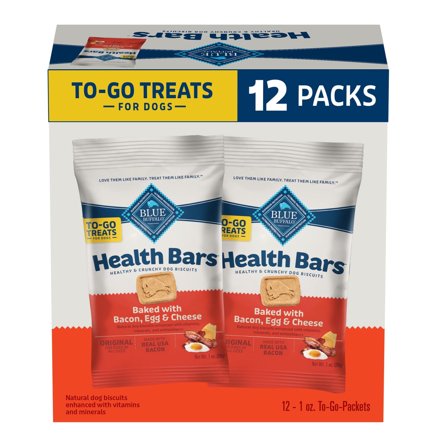 HOTBlue Buffalo Health Bars Apples & Yogurt Crunchy Dog Biscuits, Oven-Baked with Real Apples & Natural Ingredients, Healthy Dog Treats with No Artificial Flavors or Preservatives, Jumbo Box 3.5 lbs.