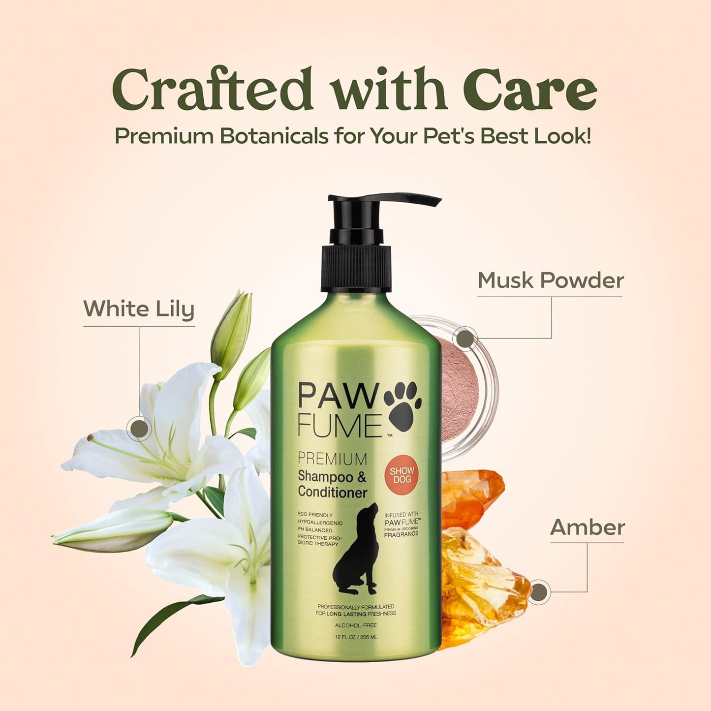 HOTPAWFUME Deshedding Dog Shampoo and Conditioner, Show Dog, 1-Pack – Nourish & Detangle for Silky Soft Coat – Probiotic, Deep-Cleaning, pH-Balanced Formula – Salon-Quality Shampoo for Dogs