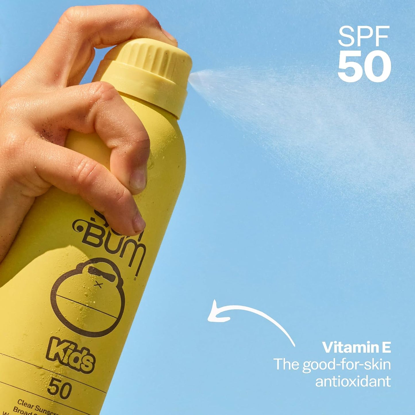 HOTSun Bum Kids SPF 50 Sunscreen Clear Body Spray - Broad Spectrum Water-Resistant with Vitamin E - Wet or Dry Skin Application - Hawaii 104 Act Compliant (Without Octinoxate & Oxybenzone) - 6 oz