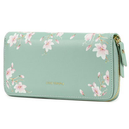 HOTPomelo Best Womens Wallet RFID Blocking Leather Multi Credit Card Large Capacity Wristlet Zip Around Long Wallets for Lady