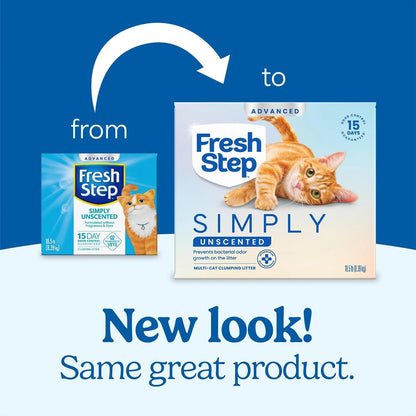 HOTFresh Step Advanced Simply Unscented Multi Cat Clumping Litter, Formulated With No Added Dyes or Fragrances, Ammonia Block Technology, Low Dust, 18.5 lb. Box