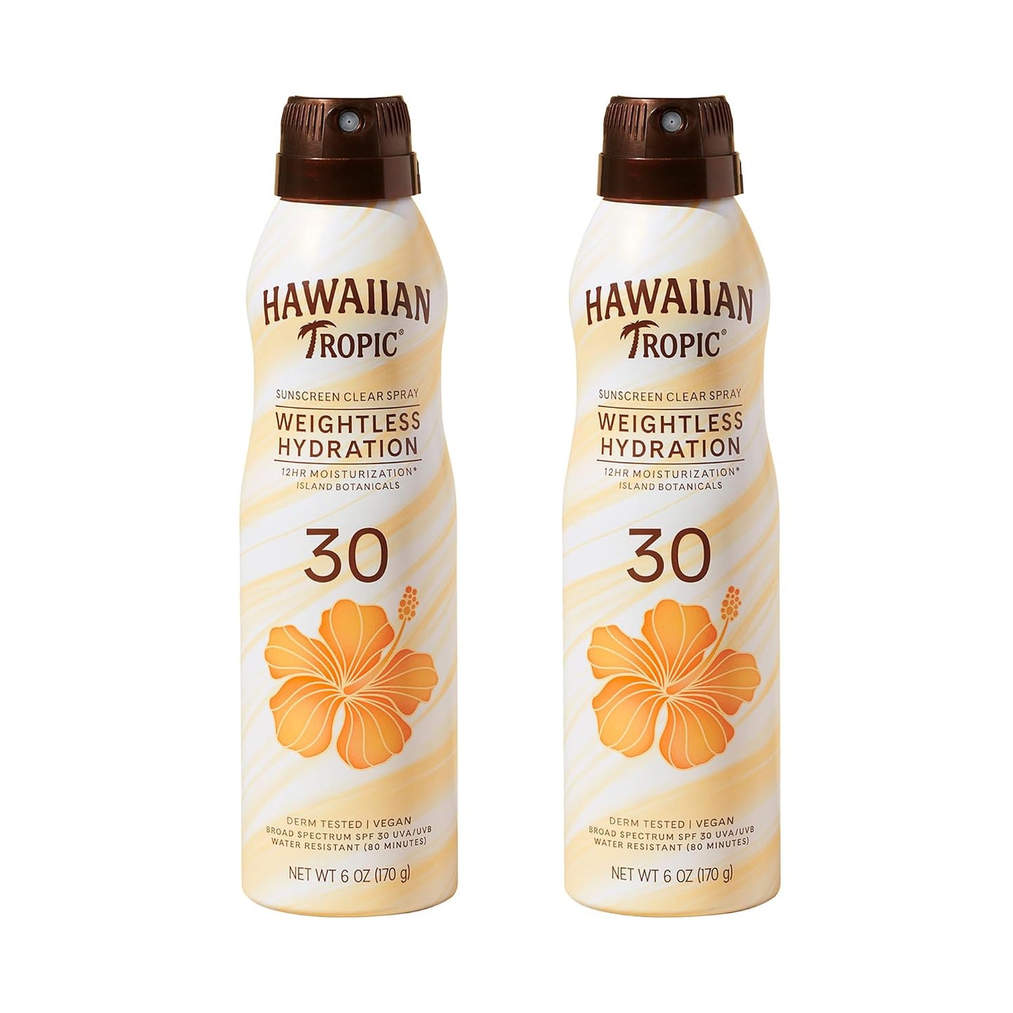 HOTHawaiian Tropic Weightless Hydration Clear Spray Sunscreen SPF 30, 6 oz | SPF 30 Sunscreen Spray, Sunblock, Oxybenzone Free, 6 oz each Twin Pack