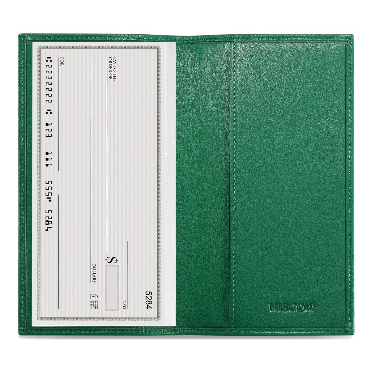 HOTHISCOW Slim Leather Checkbook Cover for Personal Checks | Full grain cowhide, transaction register & check book pockets, removable duplicate divider, durable stitching, gifts for men