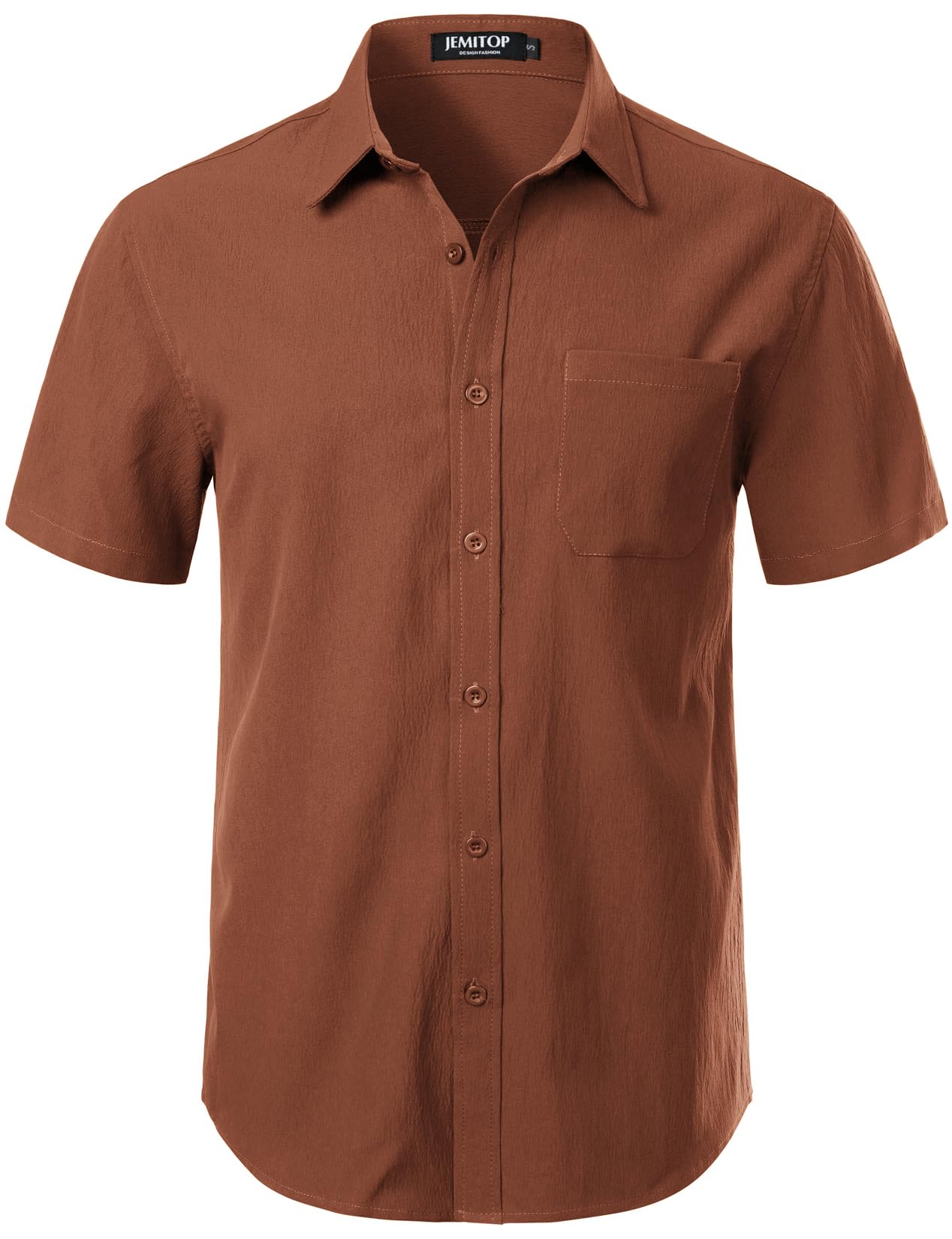 HOTJEMITOP Mens Stretch Wrinkle Free Texture Shirts | Lightweight, Summer, Beach, Stylish, Button Down, Short Sleeve, Casual, Vacation