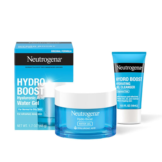HOTNeutrogena Hydro Boost Water Gel and Hydro Boost Hydrating Gel Cleanser, for Normal to Oily Skin, Facial Moisturizer 1.7 fl oz and Trial-Size Facial Cleanser 0.5 fl oz