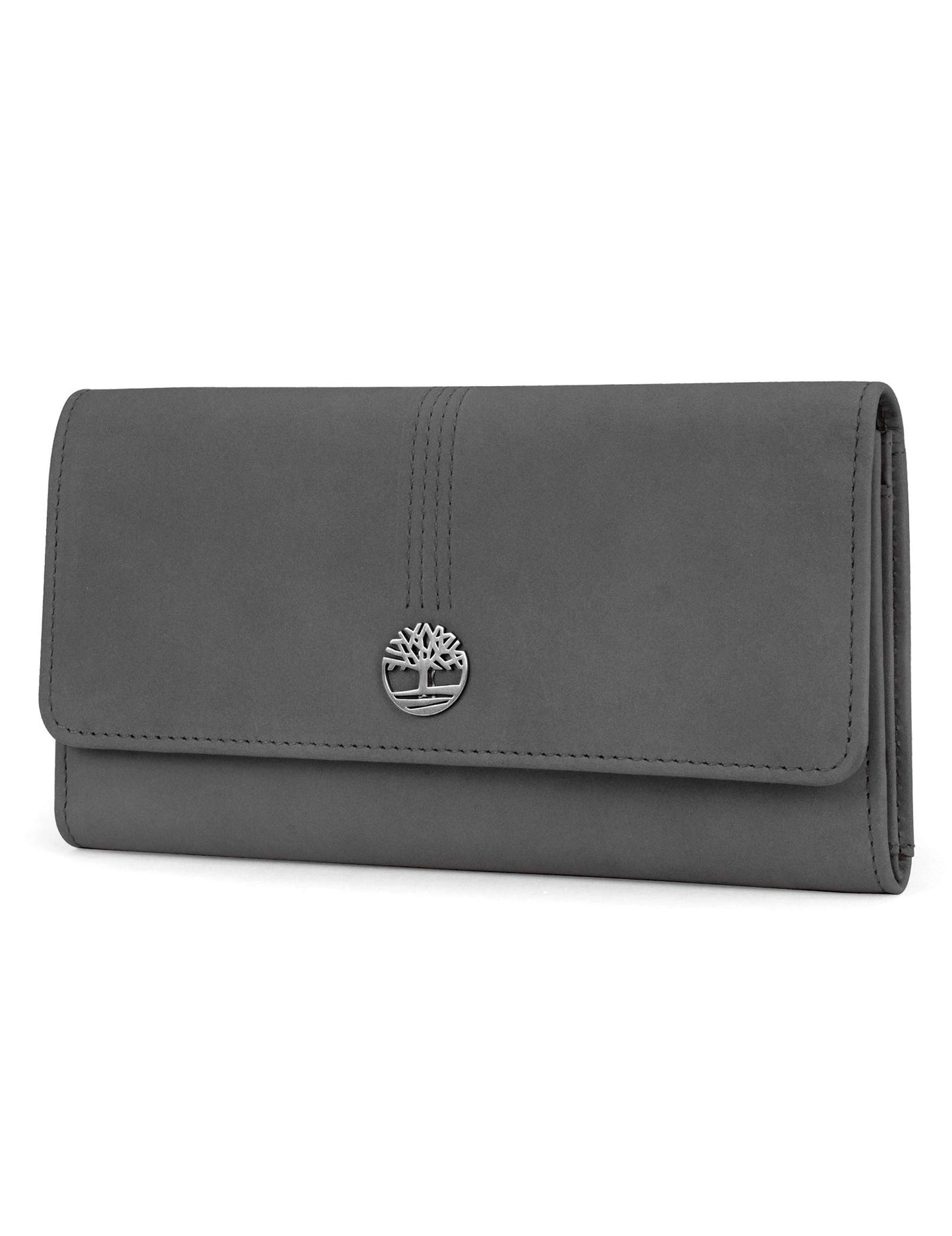 HOTTimberland Leather RFID Flap Wallet Clutch Organizer, Cherry (Pebble)