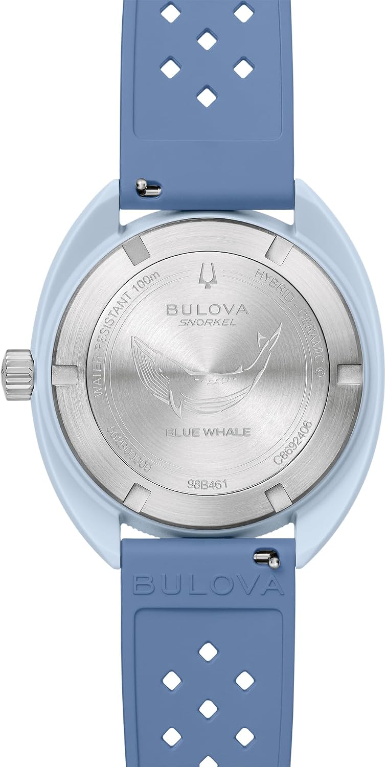 HOTBulova Oceanographer Snorkel Amazon Exclusive Ceramic Case and White Perforated Rubber Strap Watch, Day Date 100M WR