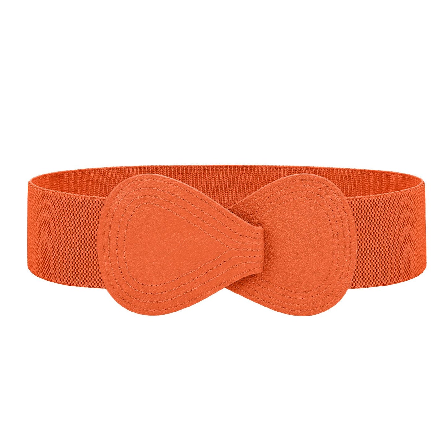 HOTWHIPPY Women Wide Elastic Belt Ladies Stretch Dress Belt Fashion Waistband with 8-shaped Interlock Leather Buckle