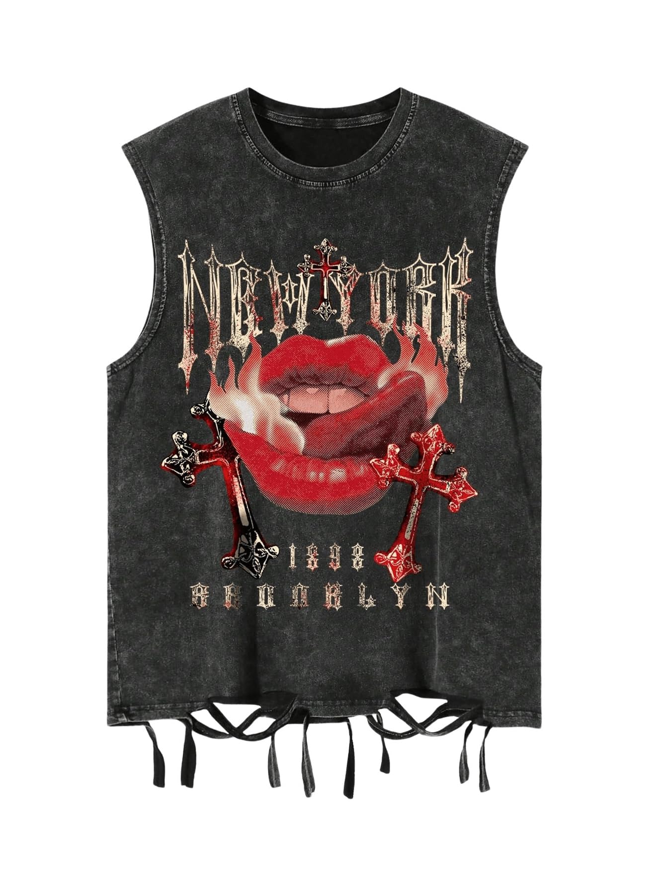 HOTVerdusa Men's Graphic Tees Y2k Grunge Hippie Tee Distressed Summer Shirt Sreetwear Sleeveless Tank Top