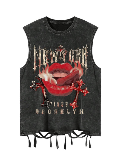 HOTVerdusa Men's Graphic Tees Y2k Grunge Hippie Tee Distressed Summer Shirt Sreetwear Sleeveless Tank Top
