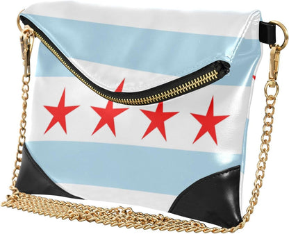 HOTPU Leather Clutch Purses for Women Casual Change Purse Key Holder for Wedding Flag Of Chicago