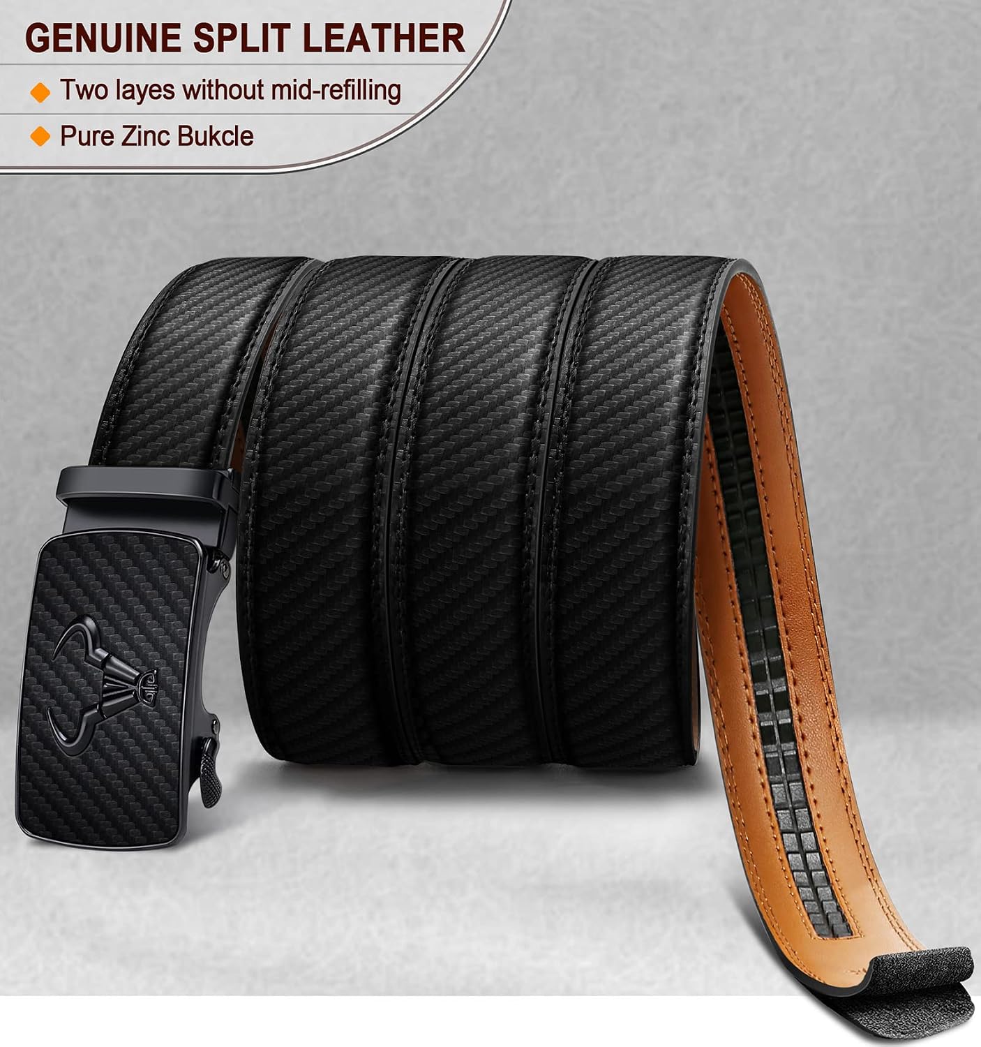 HOTBULLIANT Men's Belt,Brand Ratchet Belt Of Genuine Leather For Gift Men Dress,Size Customized