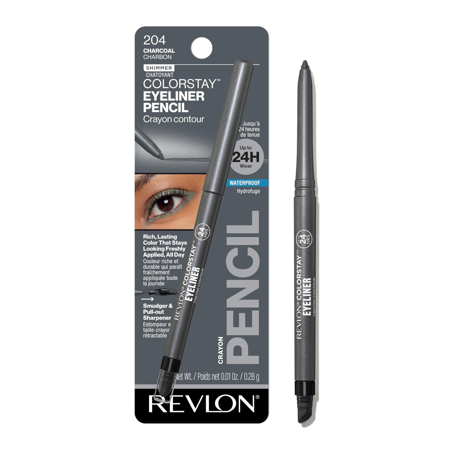 HOTRevlon ColorStay Pencil Waterproof Eyeliner, Smudge-Proof, Eye Makeup with Built-In Sharpener, Long-Lasting, Matte Finish, 201 Black, 2 pack