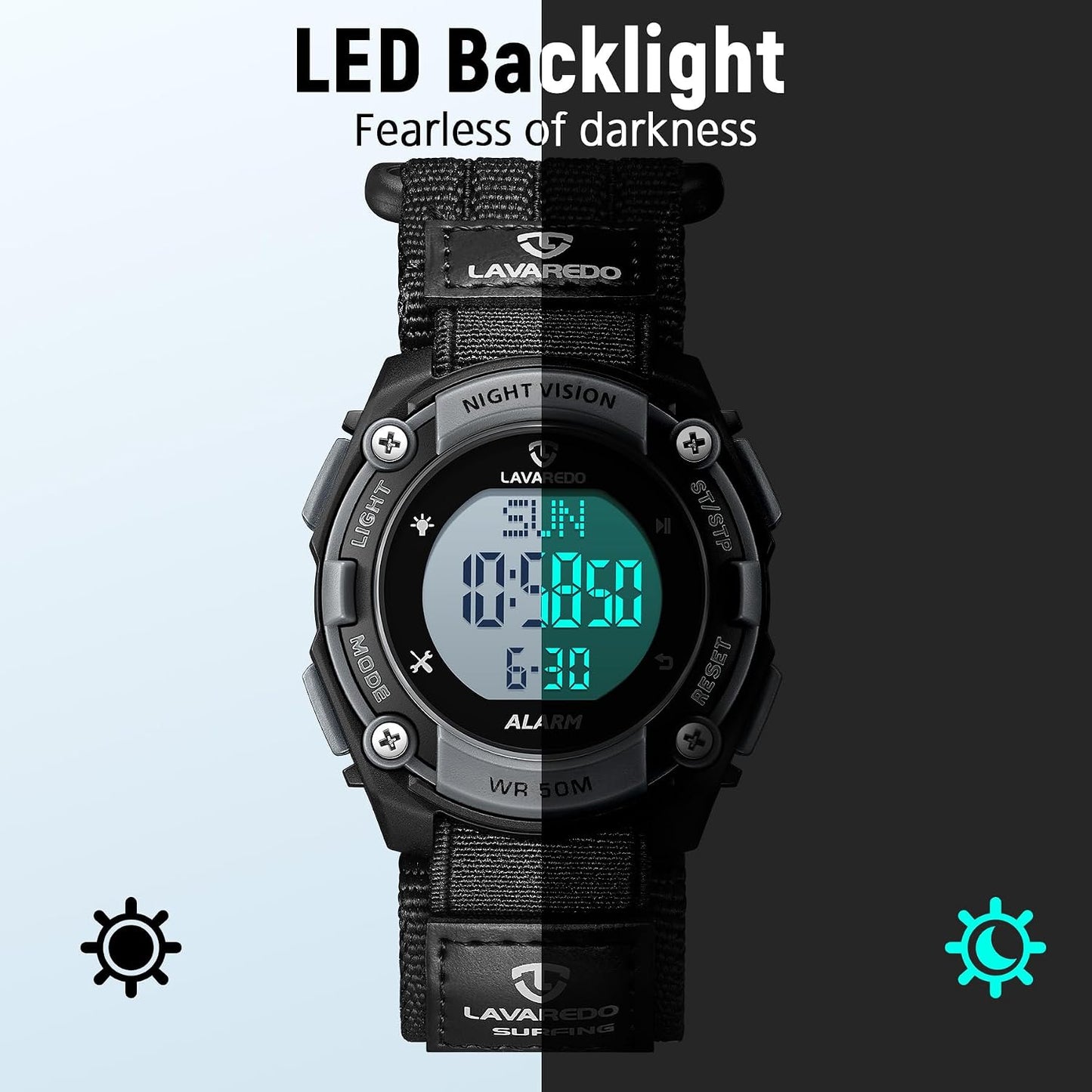 HOTBEN NEVIS Mens Digital Watch, Outdoor Sport Waterproof Watches for Men with Alarm Calendar Stopwatch Chronograph Back Light