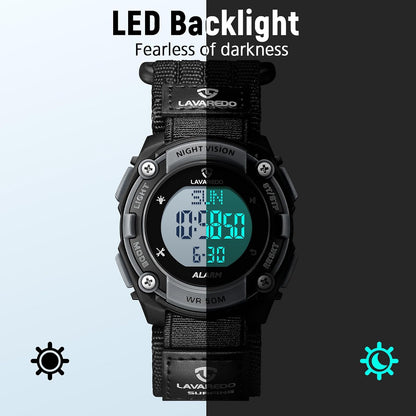 HOTBEN NEVIS Mens Digital Watch, Outdoor Sport Waterproof Watches for Men with Alarm Calendar Stopwatch Chronograph Back Light