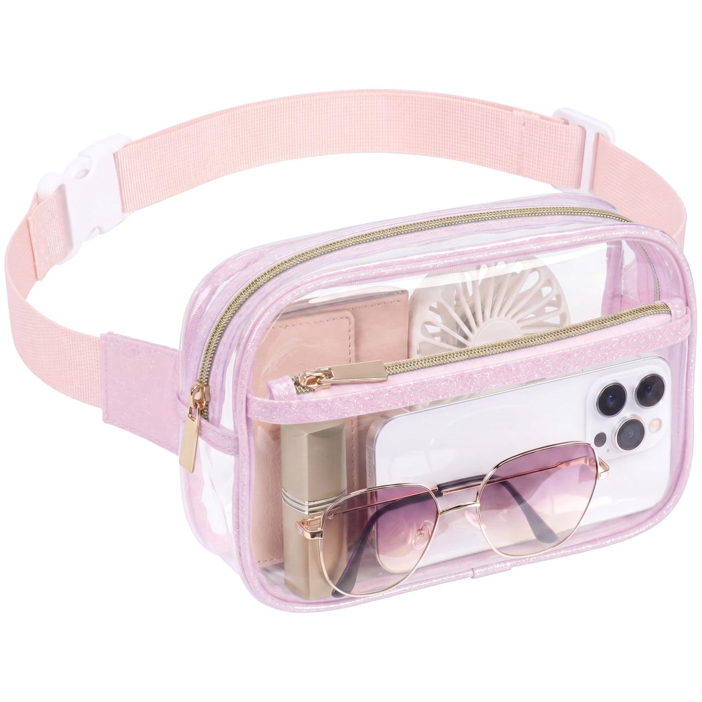 HOTPackism Clear Fanny Pack Stadium Approved - Large Size 35-51 inches Adjustable Strap Clear Belt Bag for Women Men Transparent Waist Bag for Concerts, Sporting Events, Black | Adjustable 35-51 in Strap, Hands-Free, 2 Easy-Access Pockets, Water-Resistant