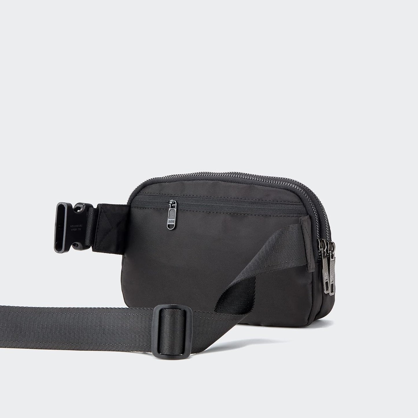HOTPander Everywhere Belt Bag for Women, 5 Zipper Pockets Nylon Crossbody Fanny Pack Purse (Black)
