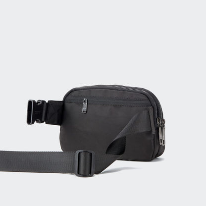 HOTPander Everywhere Belt Bag for Women, 5 Zipper Pockets Nylon Crossbody Fanny Pack Purse (Black)