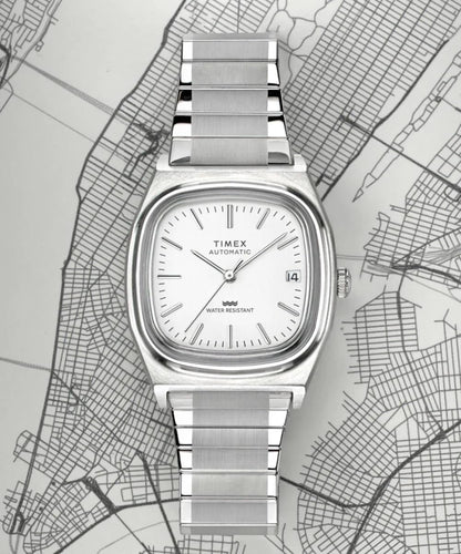 HOTTimex® Automatic 1983 E Line Reissue 34mm Stainless Steel Expansion Band Watch