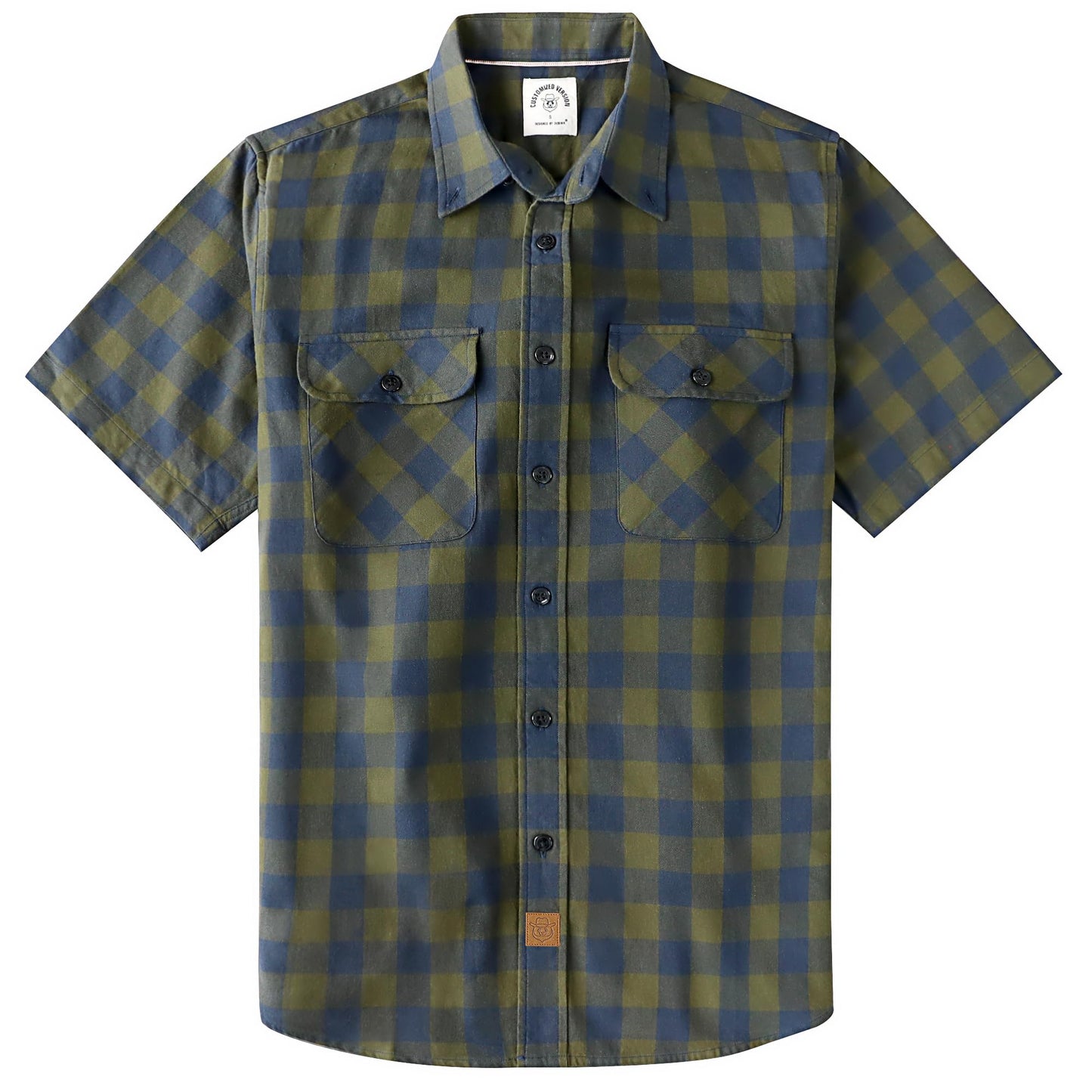 HOTDubinik® Mens Short Sleeve Button Down Shirts 100% Cotton Plaid Men's Casual Button-Down Shirts with Pocket