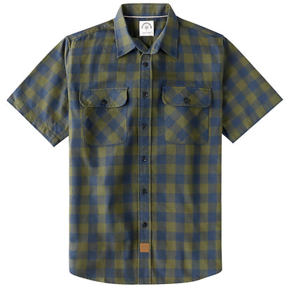 HOTDubinik® Mens Short Sleeve Button Down Shirts 100% Cotton Plaid Men's Casual Button-Down Shirts with Pocket
