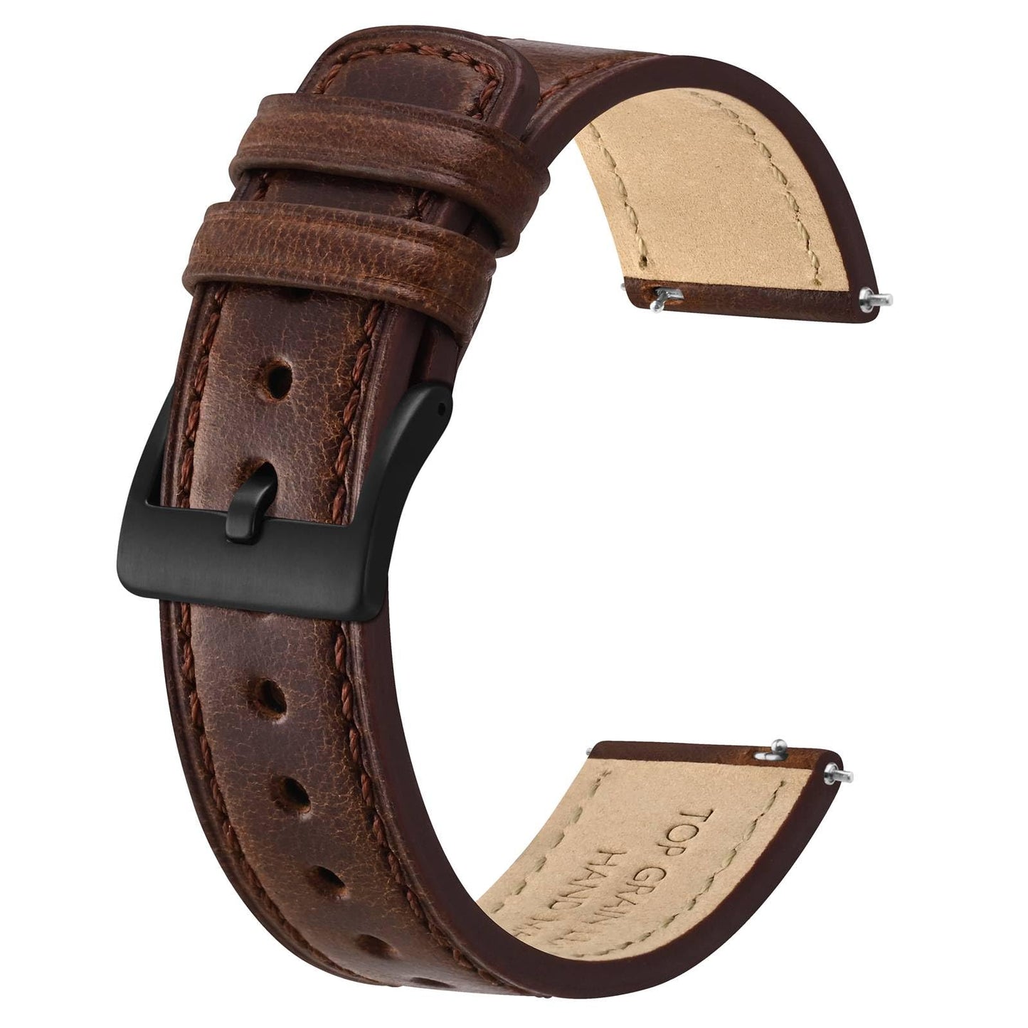 HOTBISONSTRAP Leather Watch Straps, Classic Oil Waxed Leather, Quick Release Replacement Band for Men and Women, Band Width 18mm 20mm 22mm