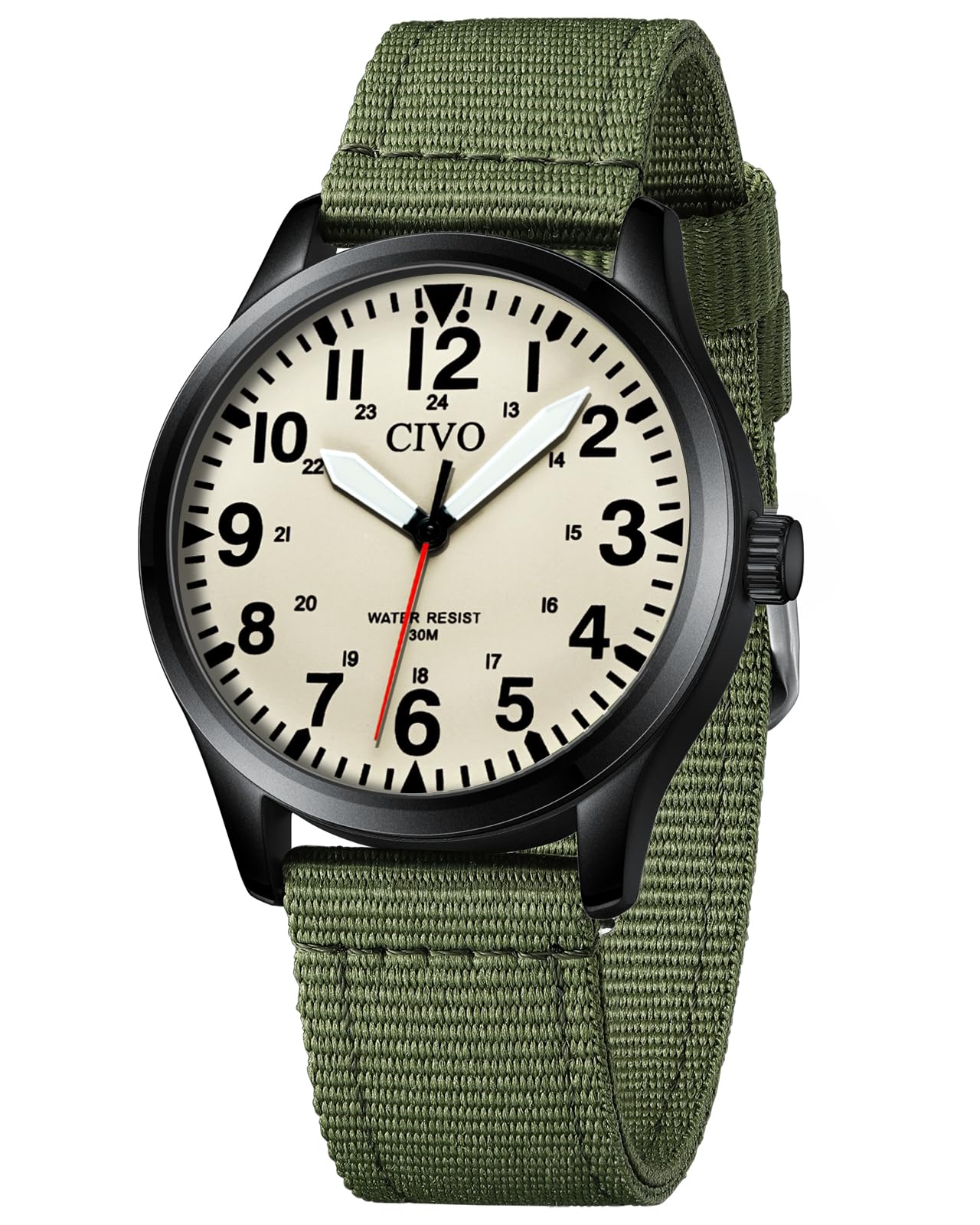 HOTCIVO Military Watch for Men Waterproof: Analog Mens Watches Classic- Field Wrist Watches for Man