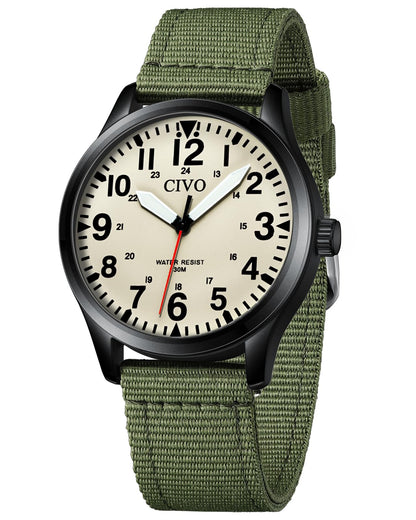 HOTCIVO Military Watch for Men Waterproof: Analog Mens Watches Classic- Field Wrist Watches for Man
