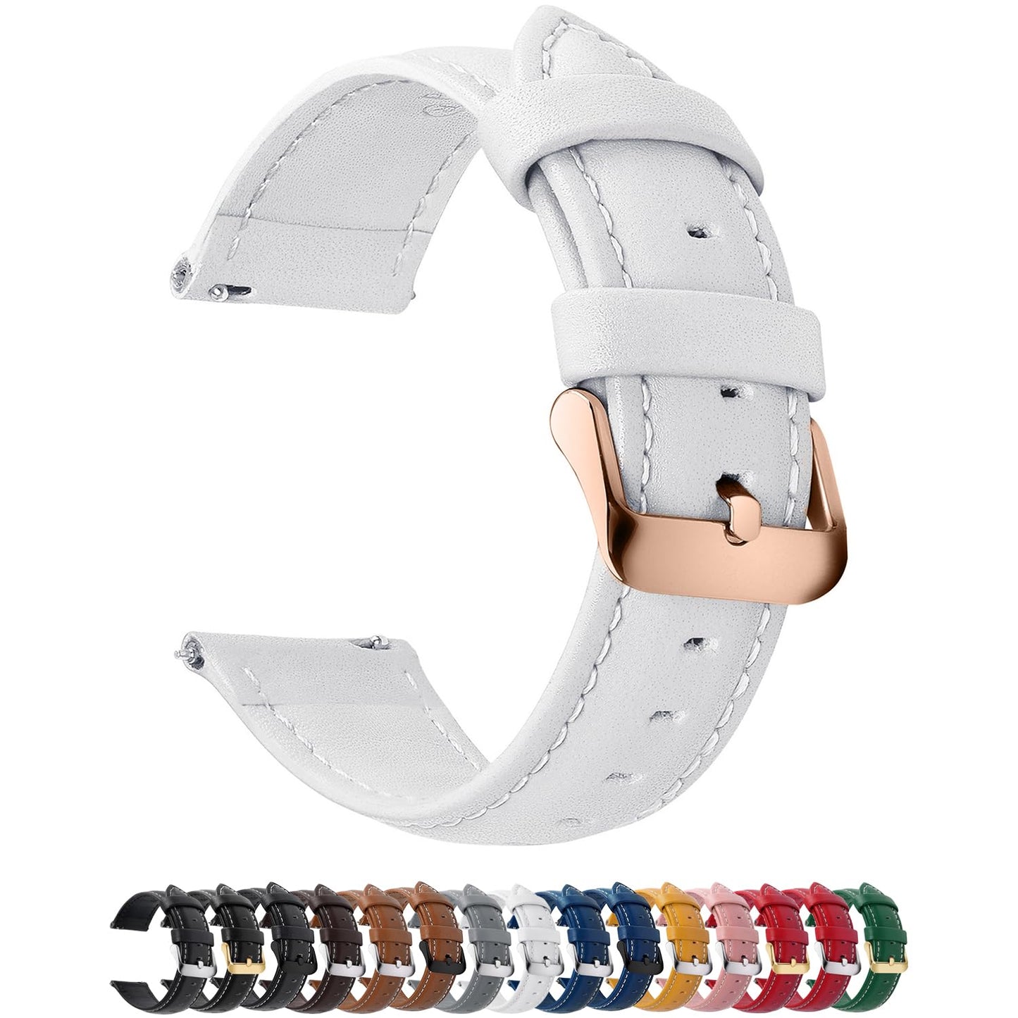 HOTFullmosa 12/14/16/18/19/20/21/22/24mm Quick Release Leather Watch Band | Strap for Garmin Vivoactive 4 45mm,Garmin Venu 4(45mm)/Venu 3/Venu 2,Samsung Galaxy Women Men, Black&Silver Buckle