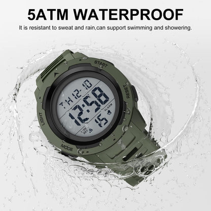 HOTGOLDEN HOUR Mens Waterproof Digital Sport Watches Wide Screen Easy Read Display Military Style with Rubber Strap