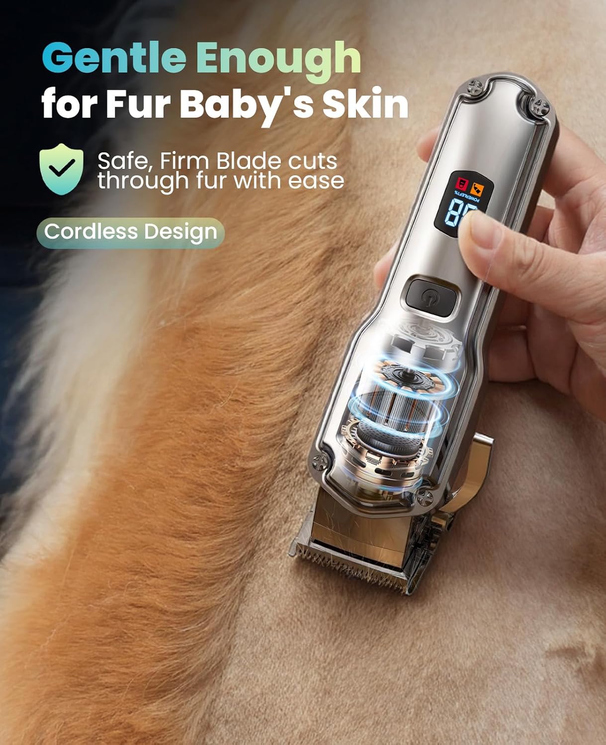 HOToneisall Dog Clippers for Grooming Thick Heavy Coats | Low Noise,Rechargeable Cordless,Detachable Stainless Steel Blade,IPX7 Waterproof,10 Guide Combs,for Thick/Double/Curly Hair