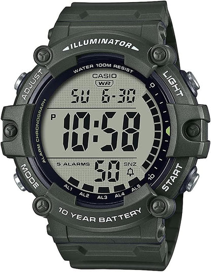 HOTCasio Illuminator AE1500WH Series | 10-Year Battery | LED Backlight | 5-Alarms | 1/100 Sec Stopwatch | Men's Digital Watch