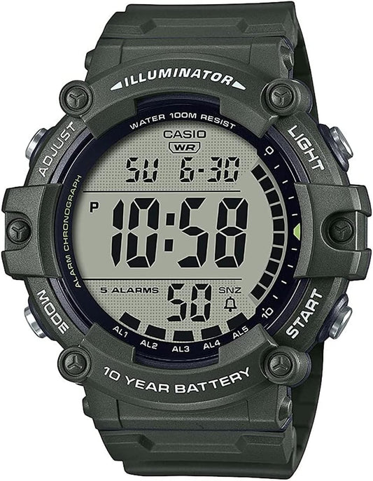 HOTCasio Illuminator AE1500WH Series | 10-Year Battery | LED Backlight | 5-Alarms | 1/100 Sec Stopwatch | Men's Digital Watch