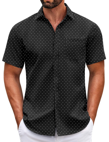 HOTCOOFANDY Mens Short Sleeve Casual Button Down Shirts Summer Untucked Dress Shirts with Pocket